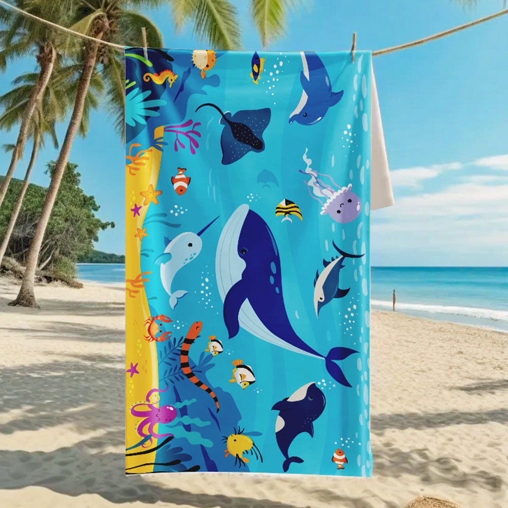 Customizable Turtle Print Beach Towel Ultra-Soft Microfiber Bath Towel