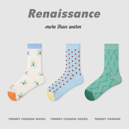 Socks Diamond Mesh Cotton Moisture Wicking Casual