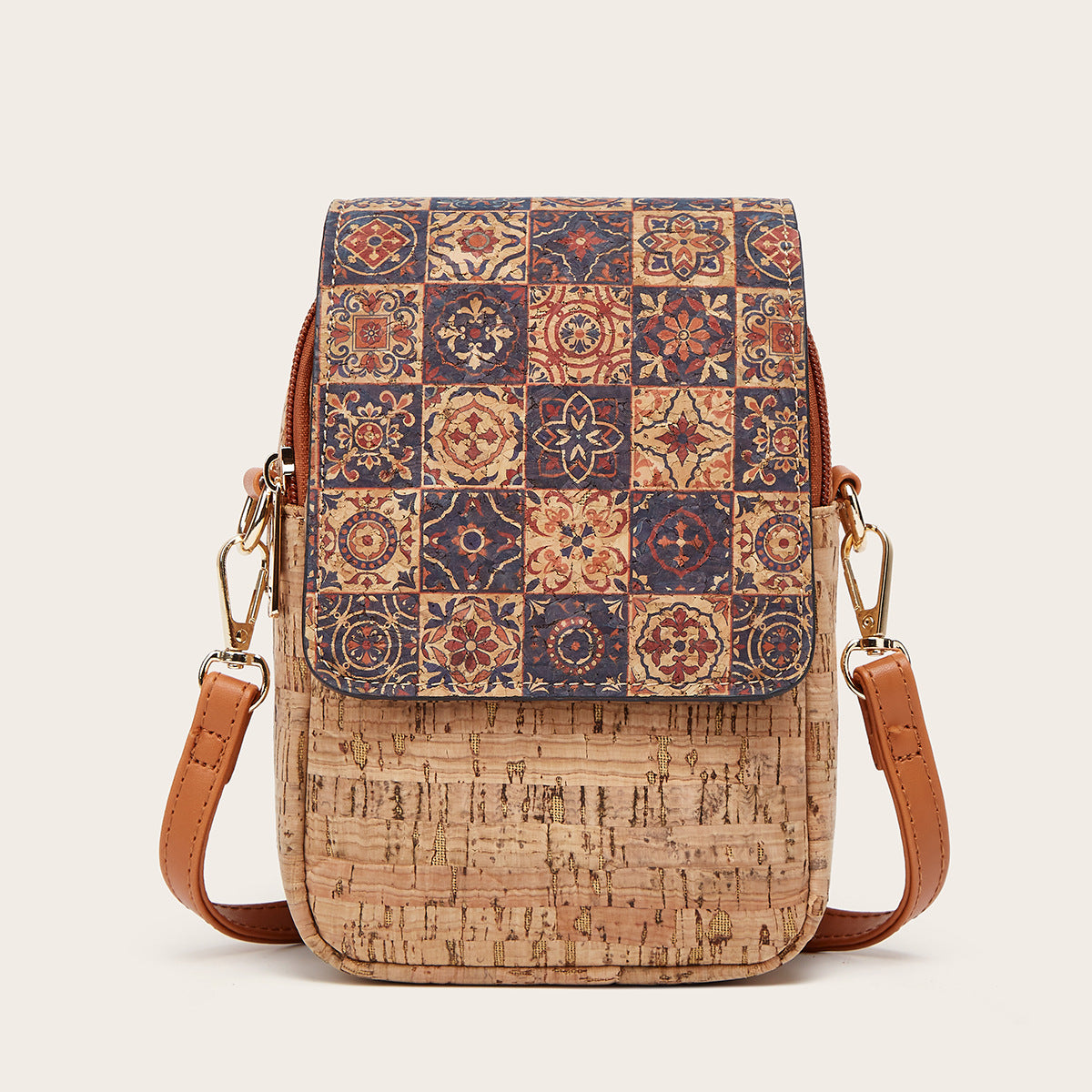 Vintage Style Cork Phone Bag Multi-Functional Clutch Purse