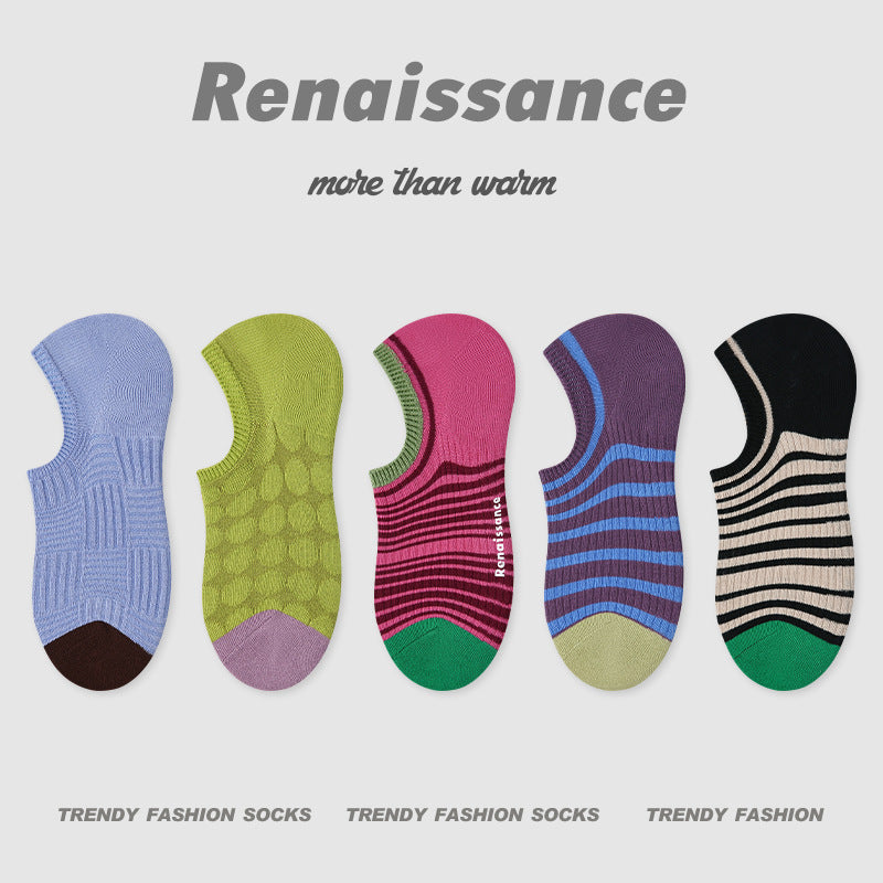 Renaissance Vintage No Show Grip Cotton Socks