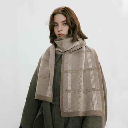 Vintage-Inspired Chunky Knit Plaid Scarf for Unisex