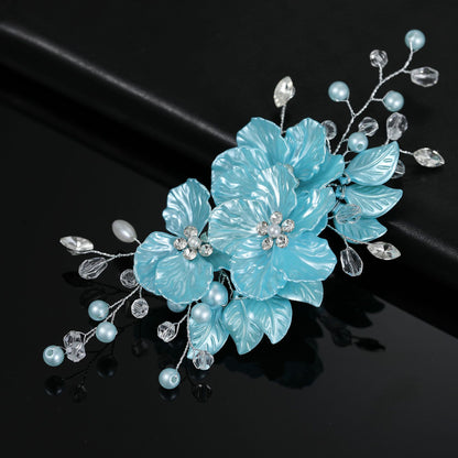 Pearl and Crystal Wedding Hair Clip with Shell Petal Design