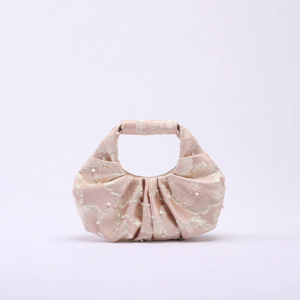 Vintage Floral Handbag With Pleated Design