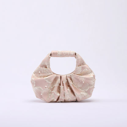 Vintage Floral Handbag With Pleated Design