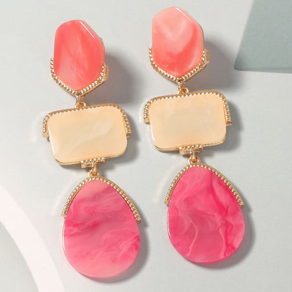 Resin Waterdrop Long Drop Earrings Colorful Boho Chic