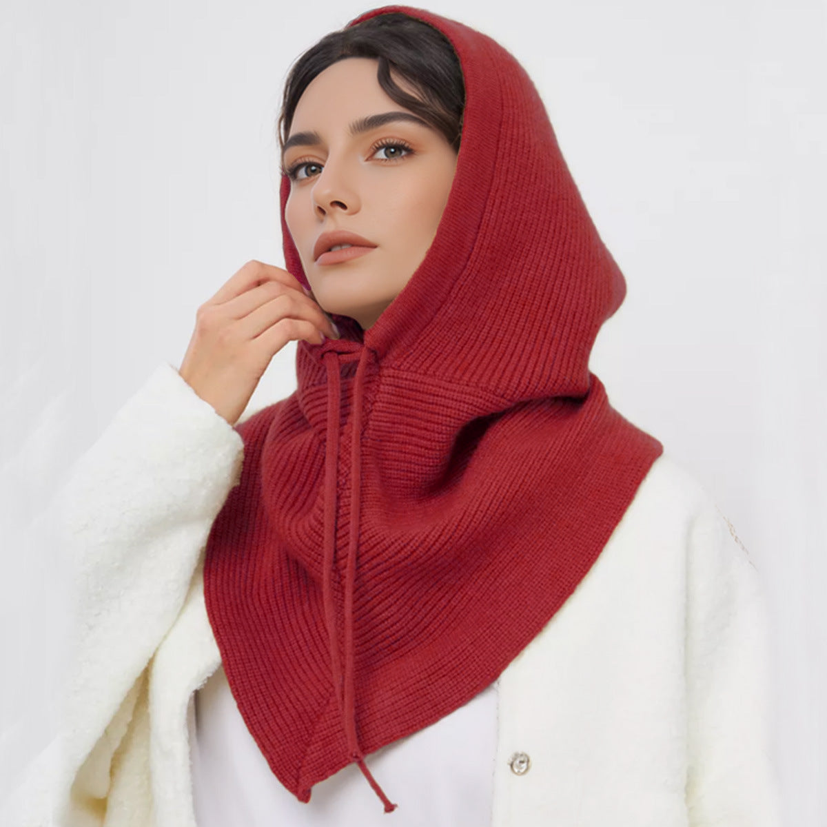 Knitted Balaclava Hoodie Scarf Warm Multifunctional