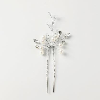 Handmade Pearl Crystal U Shaped Hairpin Wedding Hairpiece
