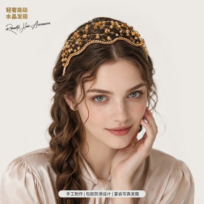 Vintage Handmade Beaded Headband for Women - Elegant Bridal Accessory