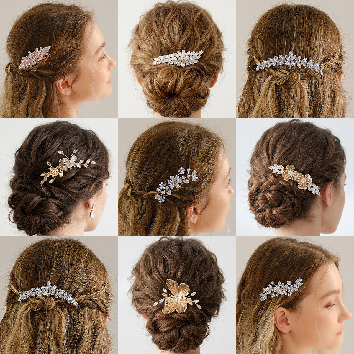 Vintage Floral Zircon Hair Comb Elegant Bridal Headpiece