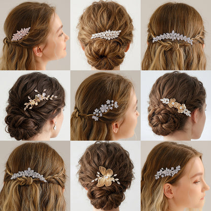 Vintage Floral Zircon Hair Comb Elegant Bridal Headpiece