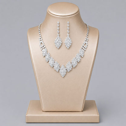 Elegant Crystal Jewelry Set with Necklace and Earrings for Parties