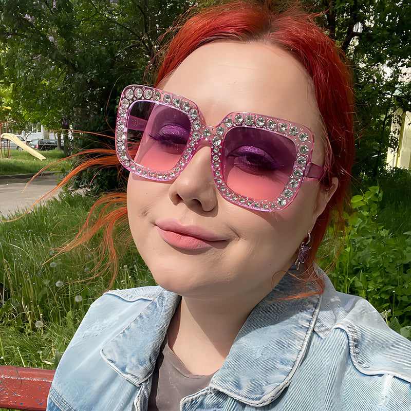 Colorful Gemstone-Embellished Disco Sunglasses Retro Style