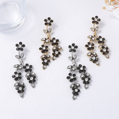 Alloy Sparkling Branch Floral Drop Earrings Evening