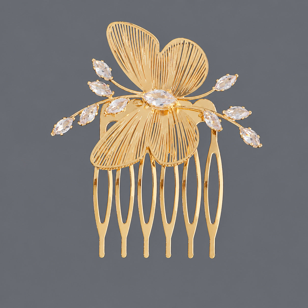 Vintage Floral Zircon Hair Comb Elegant Bridal Headpiece