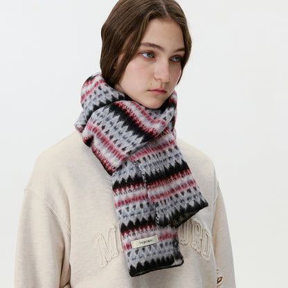 Nordic Vintage Striped Scarf Soft Knitted Warm Neck Wrap