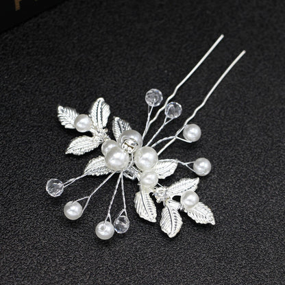 Gold Pearl Olive Leaf Hair Vine Bridal Wedding Accessory