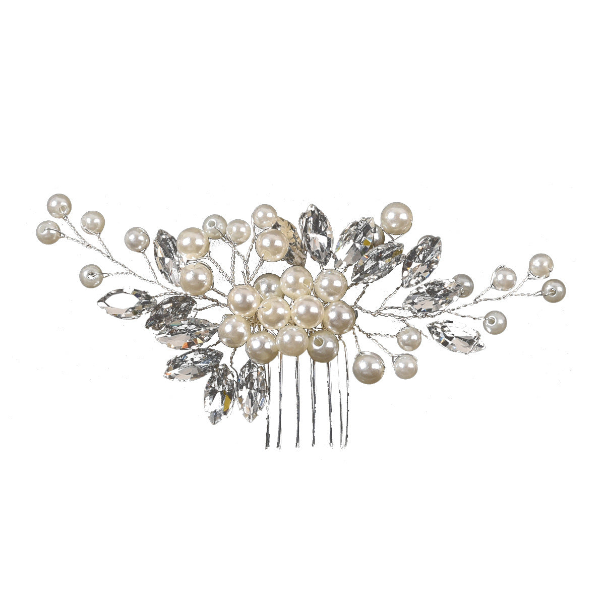Bridal Pearl Rhinestone Hair Comb Wedding Hairpiece