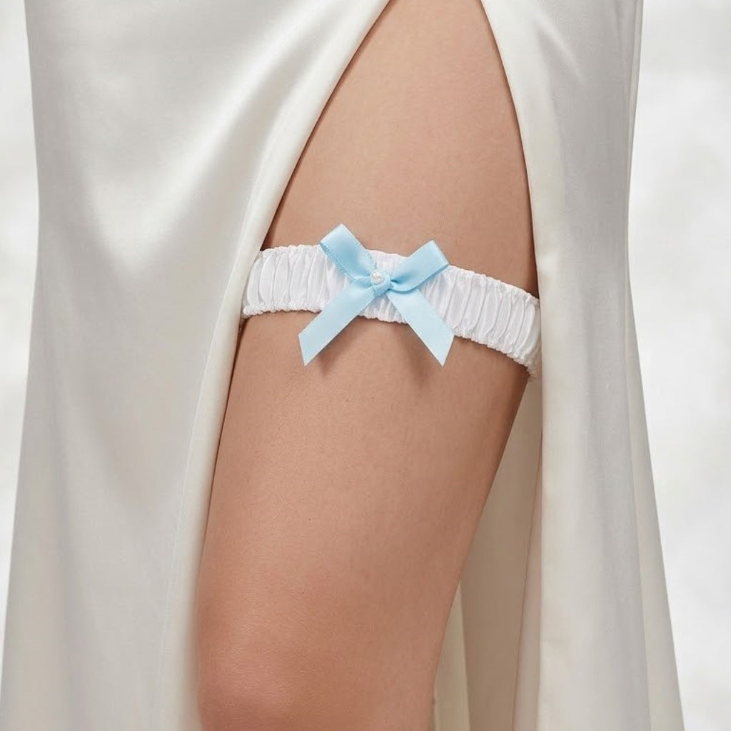 Bridal Lace Garter Belt with Rhinestones and Pearls for Elegant Weddings