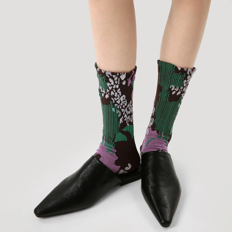 Renaissance Embossed Mid Calf Cotton Socks