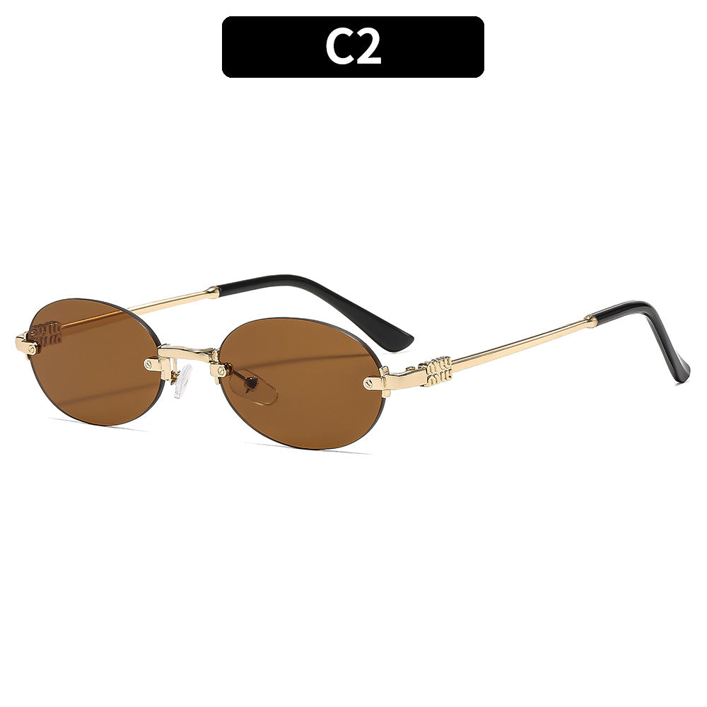 Oval Frame UV400 Sunglasses Stylish for Outdoor Activities
