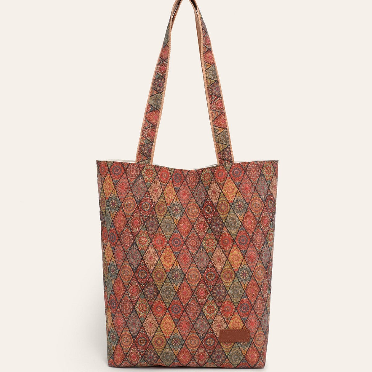 Fashionable Multifunctional Retro Print Cork Shoulder Tote Bag