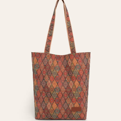 Fashionable Multifunctional Retro Print Cork Shoulder Tote Bag