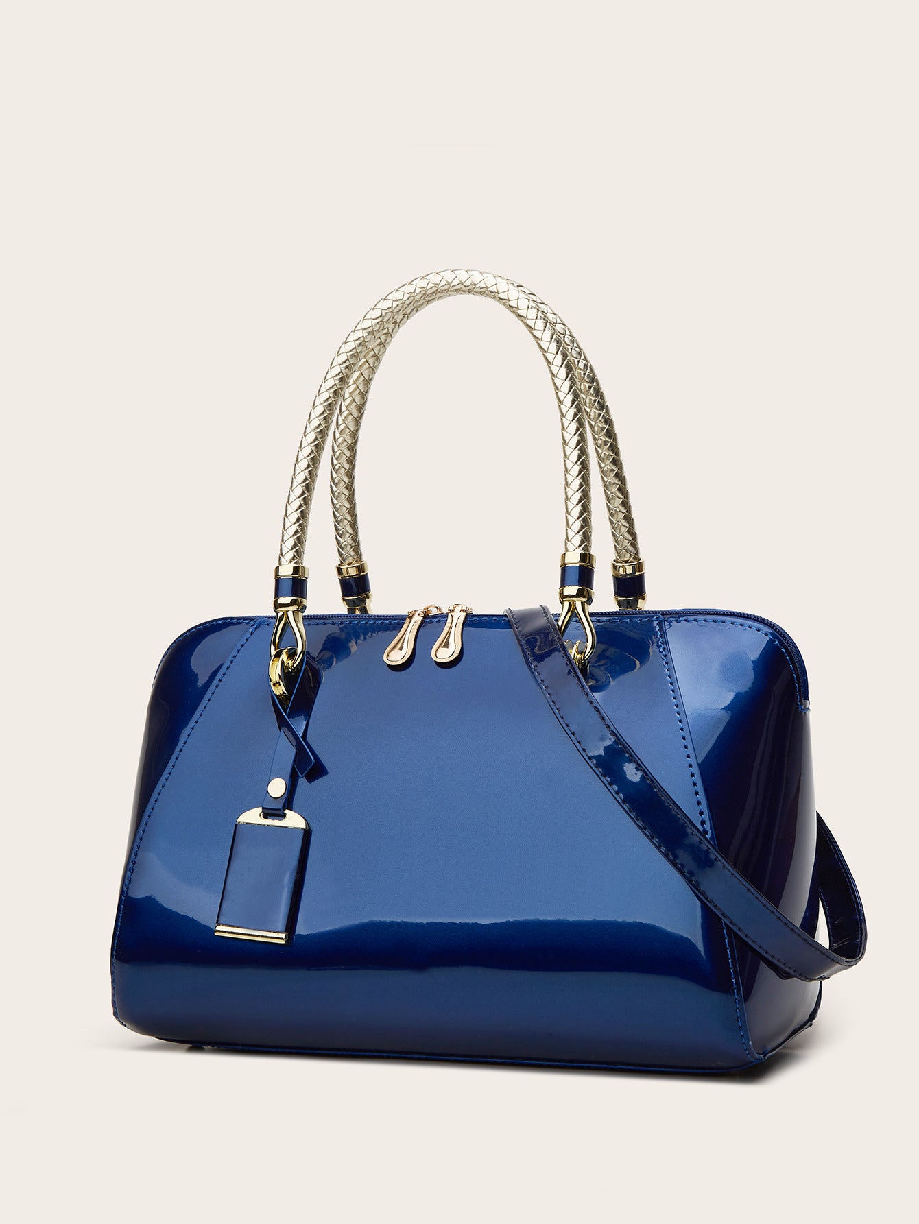 Versatile Patent Leather Boston Tote Bag for Women