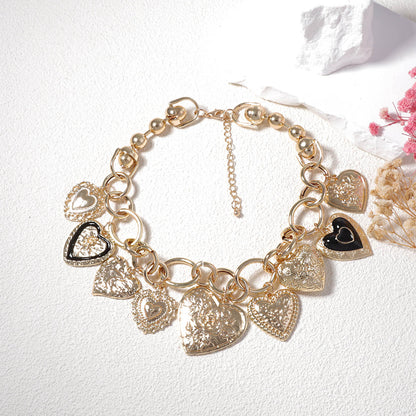 Alloy Chain Necklace Heart Pendant Casual Chic