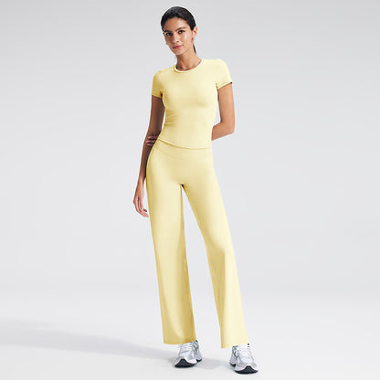 Short Sleeve Yoga Set High Waist Leggings for Women