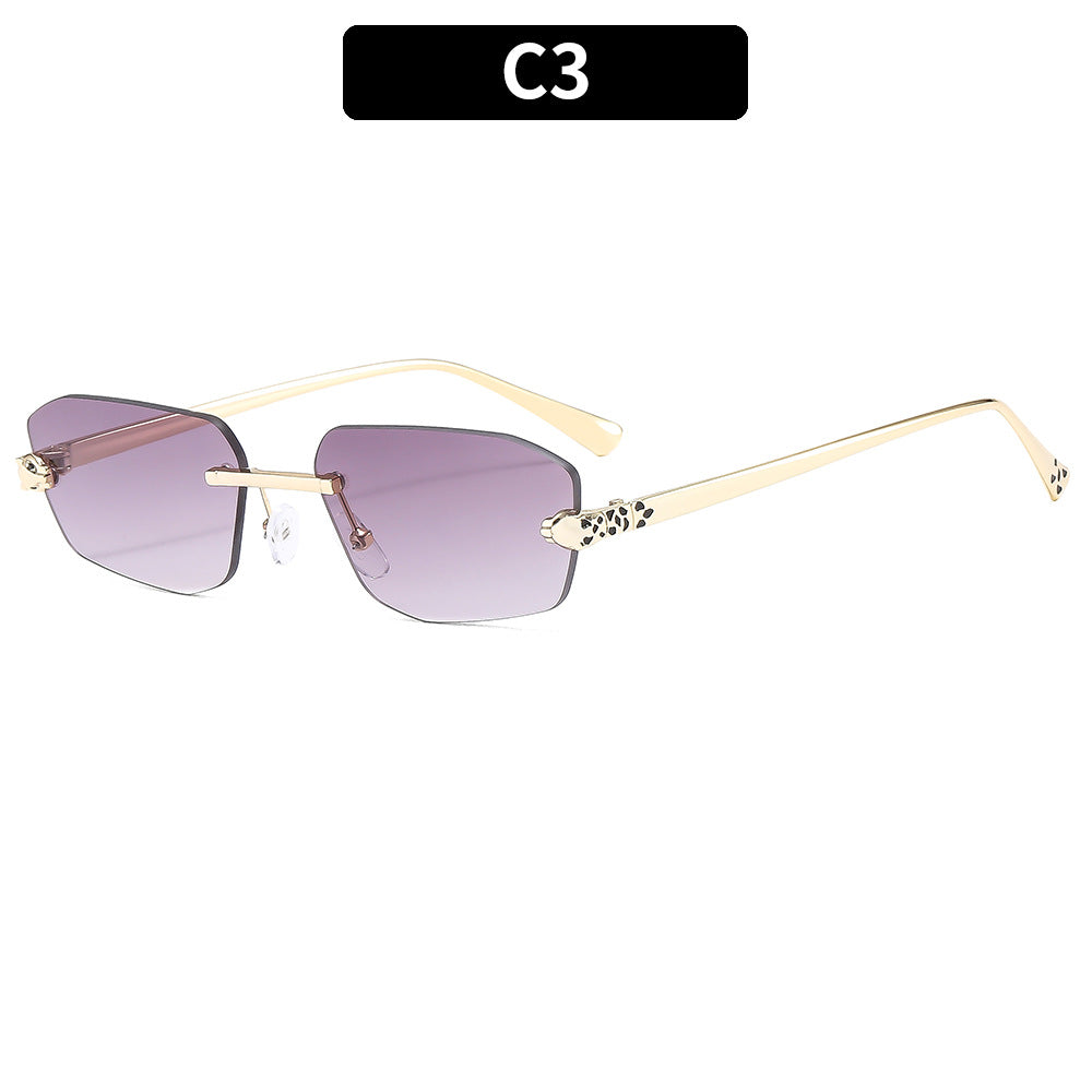 Fashionable Metal Frame Leopard Sunglasses Unisex Stylish UV400 Protection