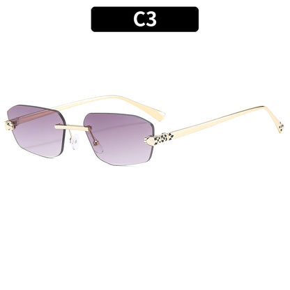Fashionable Metal Frame Leopard Sunglasses Unisex Stylish UV400 Protection