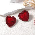 Alloy Heart Crystal Stud Earrings Vintage Luxe