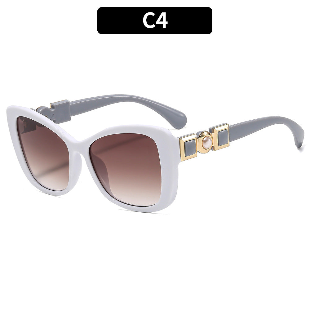 Butterfly Frame Pearl Accent Sunglasses UV400 Protection