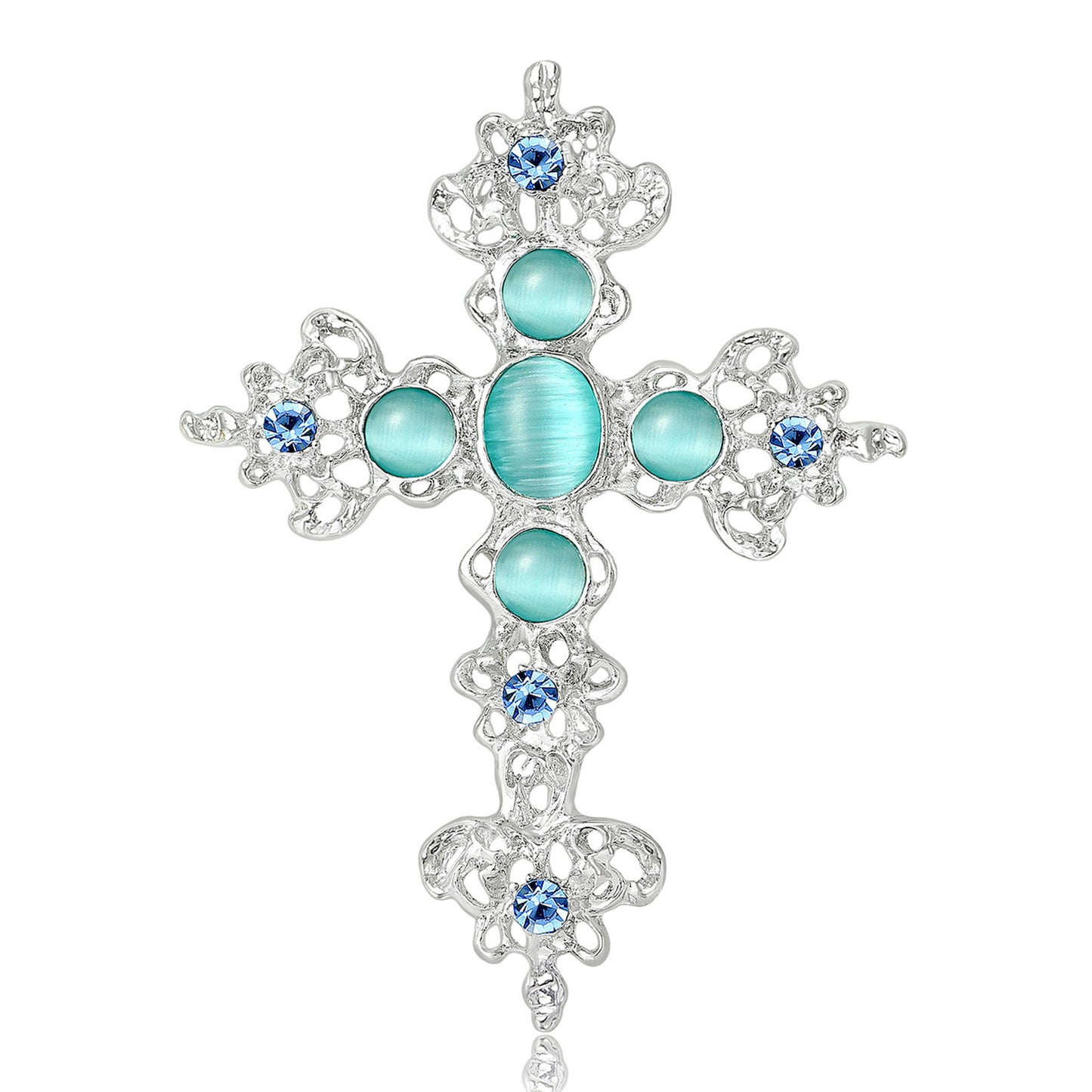 Creative Alloy Rhinestone Cross Brooch for Women