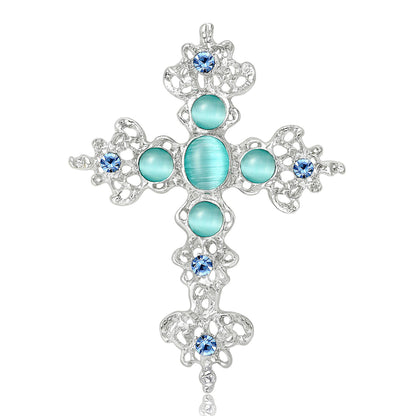 Creative Alloy Rhinestone Cross Brooch for Women