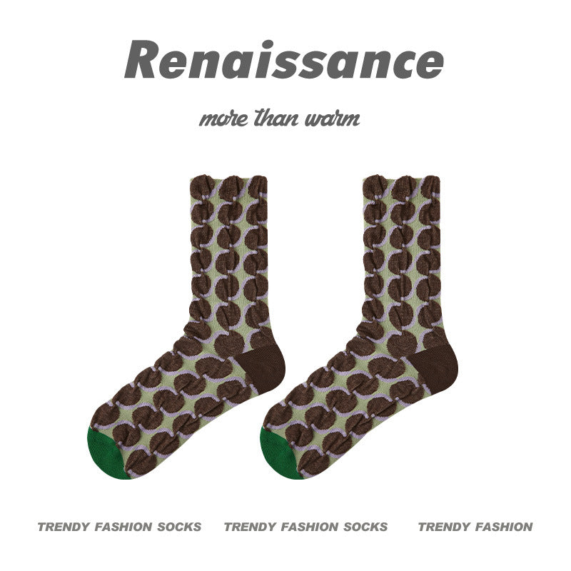 Renaissance Embossed Mid Calf Cotton Socks