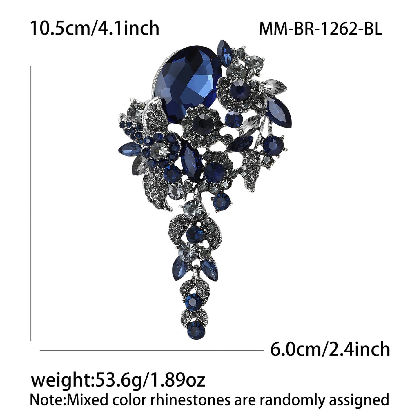 Vintage-Inspired Crystal Glass Brooch Elegant Floral Lapel Pin
