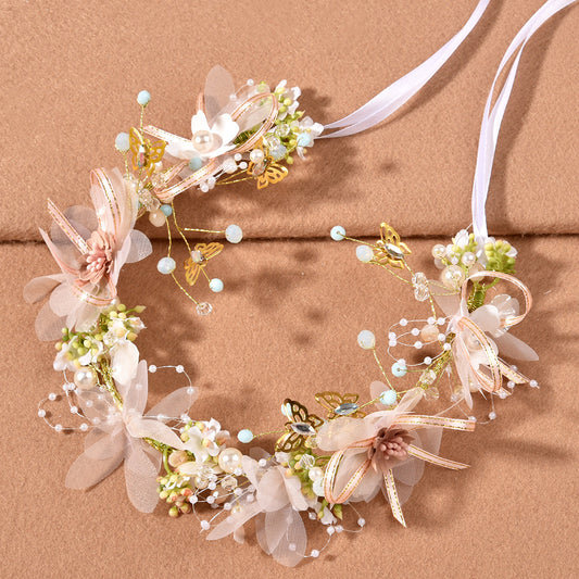 Floral Headband Wedding Hairpiece for Brides