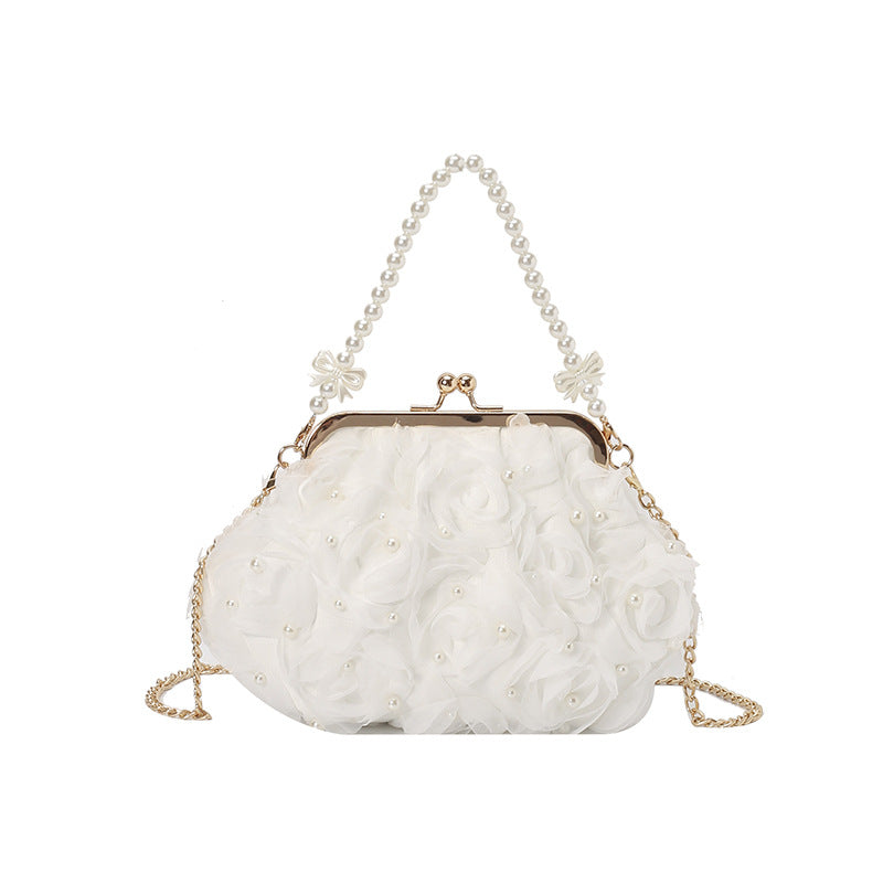 Trendy Floral Pearl Shoulder Bag Stylish Casual Crossbody Bag