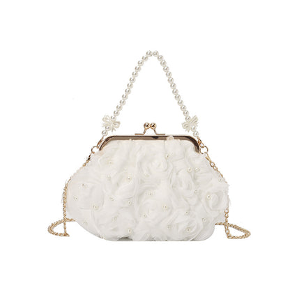 Trendy Floral Pearl Shoulder Bag Stylish Casual Crossbody Bag