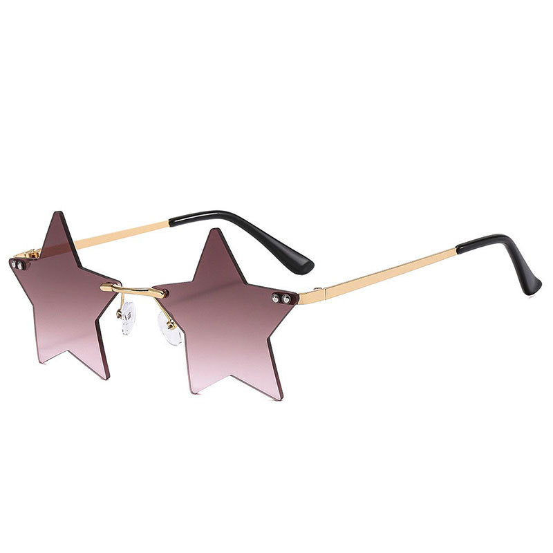 Trendy Star Shaped Sunglasses Pink Gradient UV400 Protection