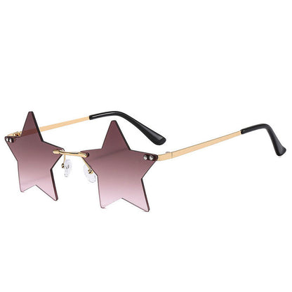 Trendy Star Shaped Sunglasses Pink Gradient UV400 Protection