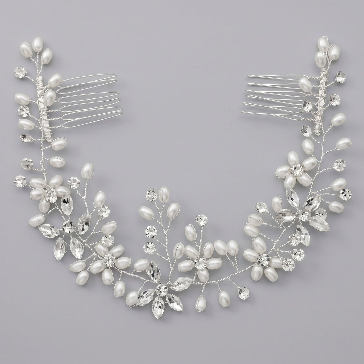 Exquisite Pearl and Crystal Flower Headpiece for Bridal Photoshoots