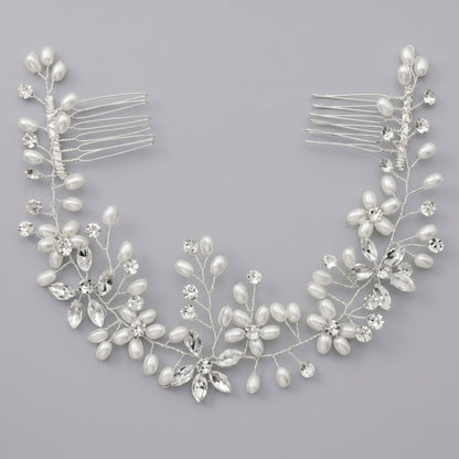 Exquisite Pearl and Crystal Flower Headpiece for Bridal Photoshoots
