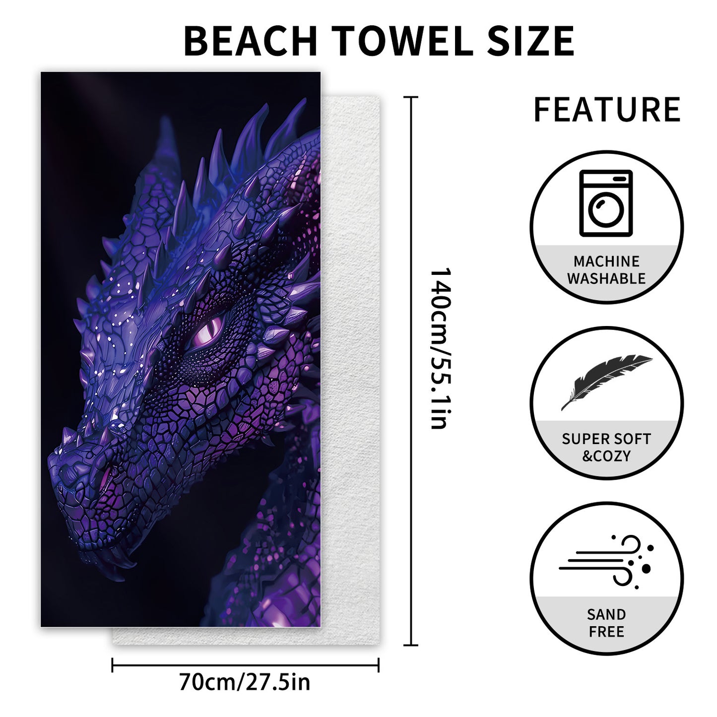 Customizable Turtle Print Beach Towel Ultra-Soft Microfiber Bath Towel