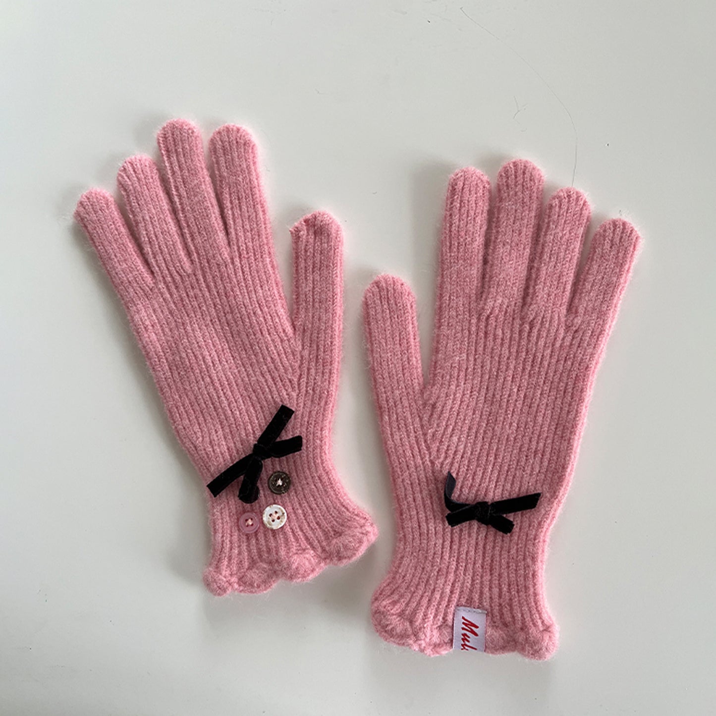 Elegant Touchscreen Knit Gloves with Bow Design