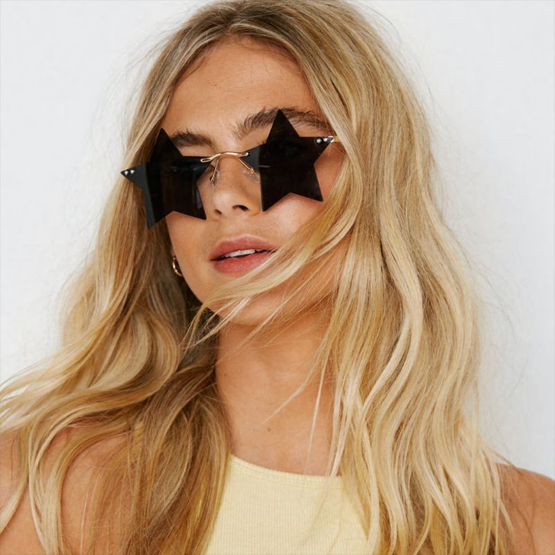 Trendy Star Shaped Sunglasses Pink Gradient UV400 Protection