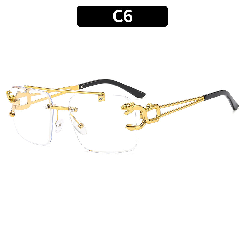 Trendy Metal Frame Leopard Sunglasses Polarized UV400 Protection