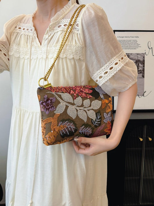 Embroidered Sequin Evening Clutch Bags Trendy Retro Style