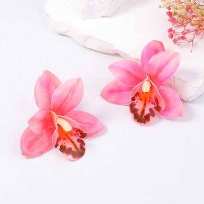 Earrings Boho Fabric Flower Lightweight Vacation Ready